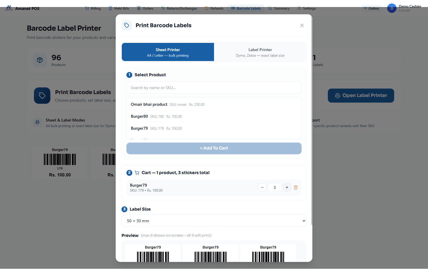 Barcode Labels — Print barcode stickers for products & variants